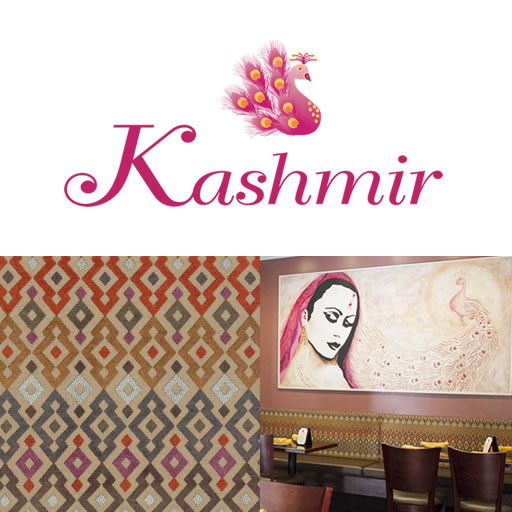 Kashmir logo, banquette pattern and artwork