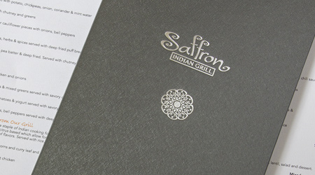 Grey fabric menu cover