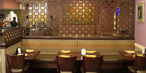 Custom laser cut walnut and divider in kashmir dining room